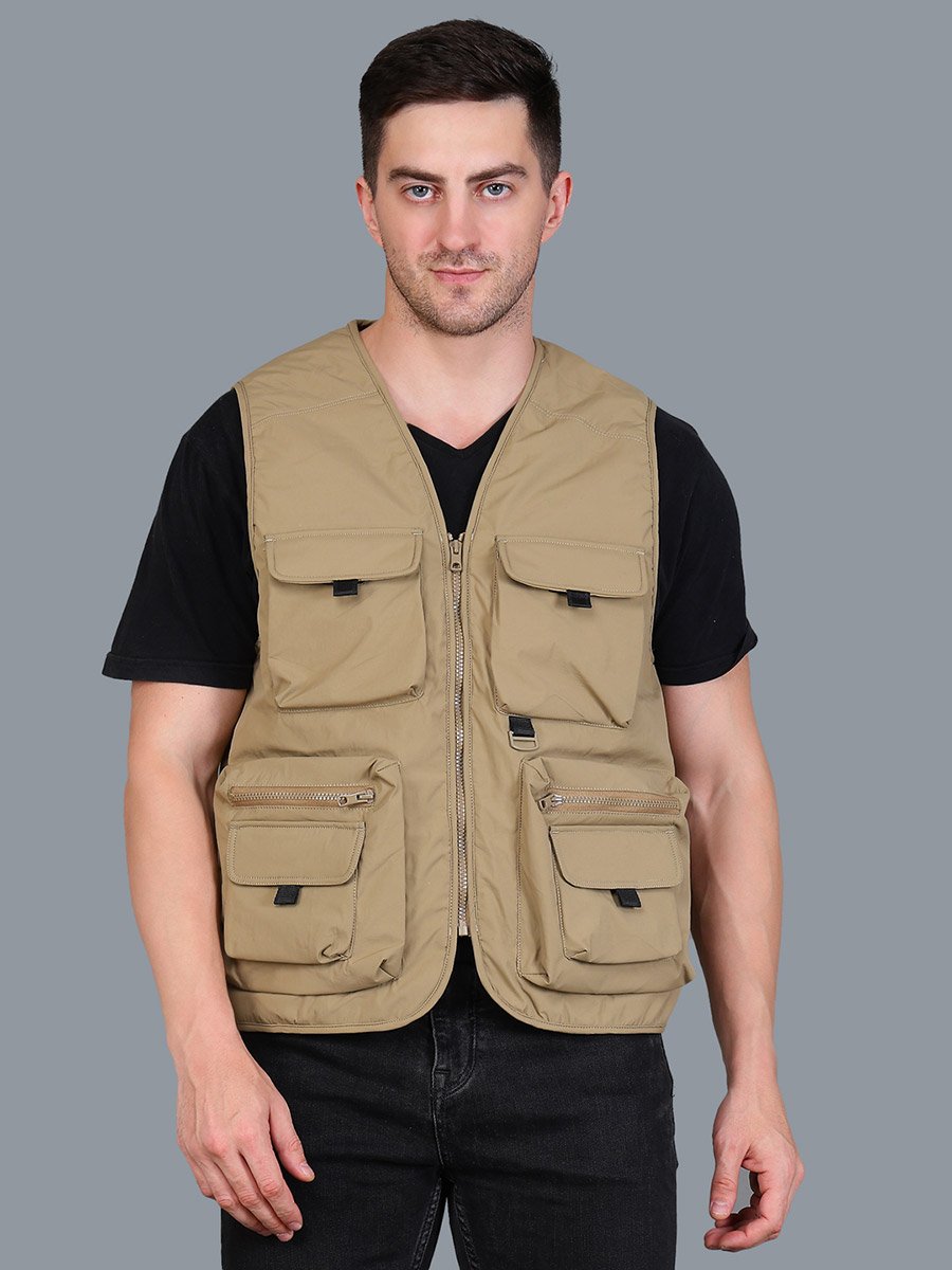 Men Brown Utility Vest
