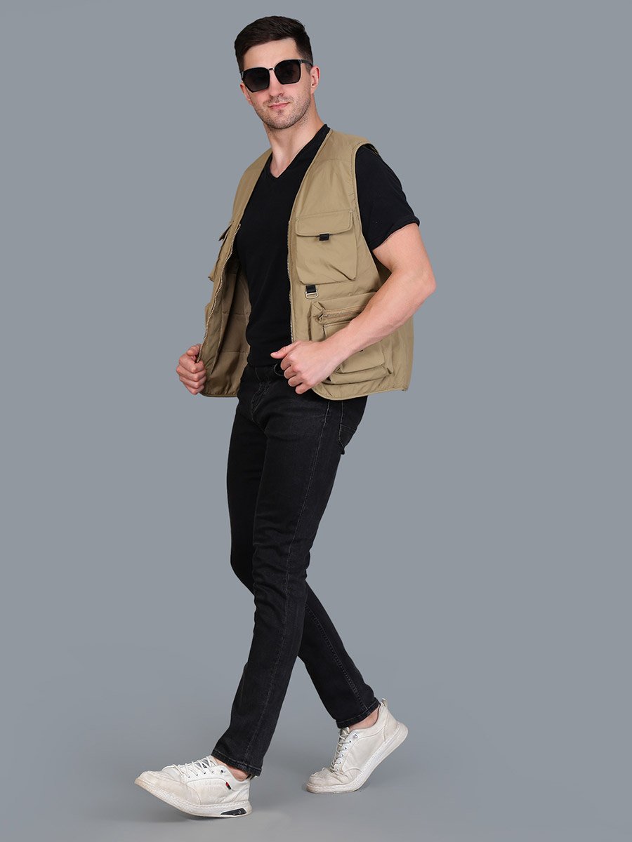 Men Brown Utility Vest