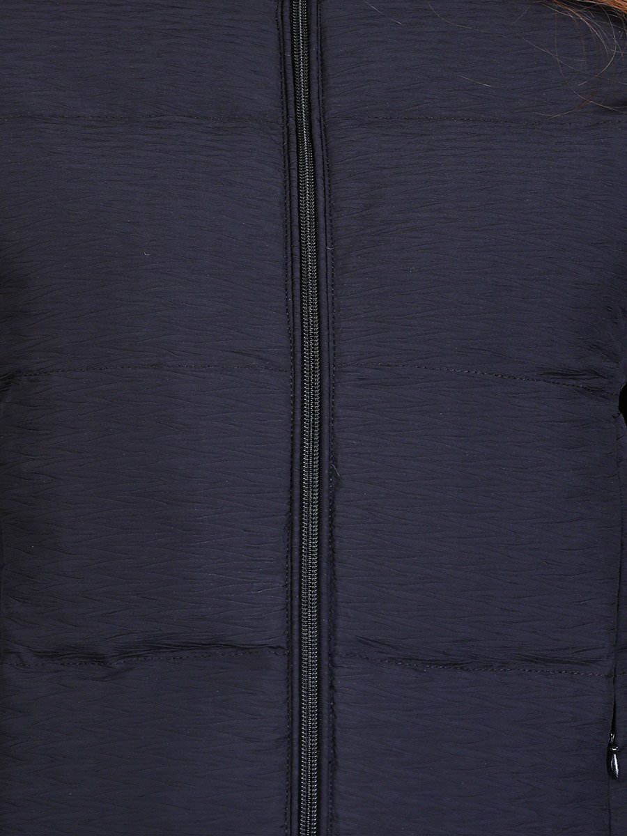Women Black Quilted Crop Jacket