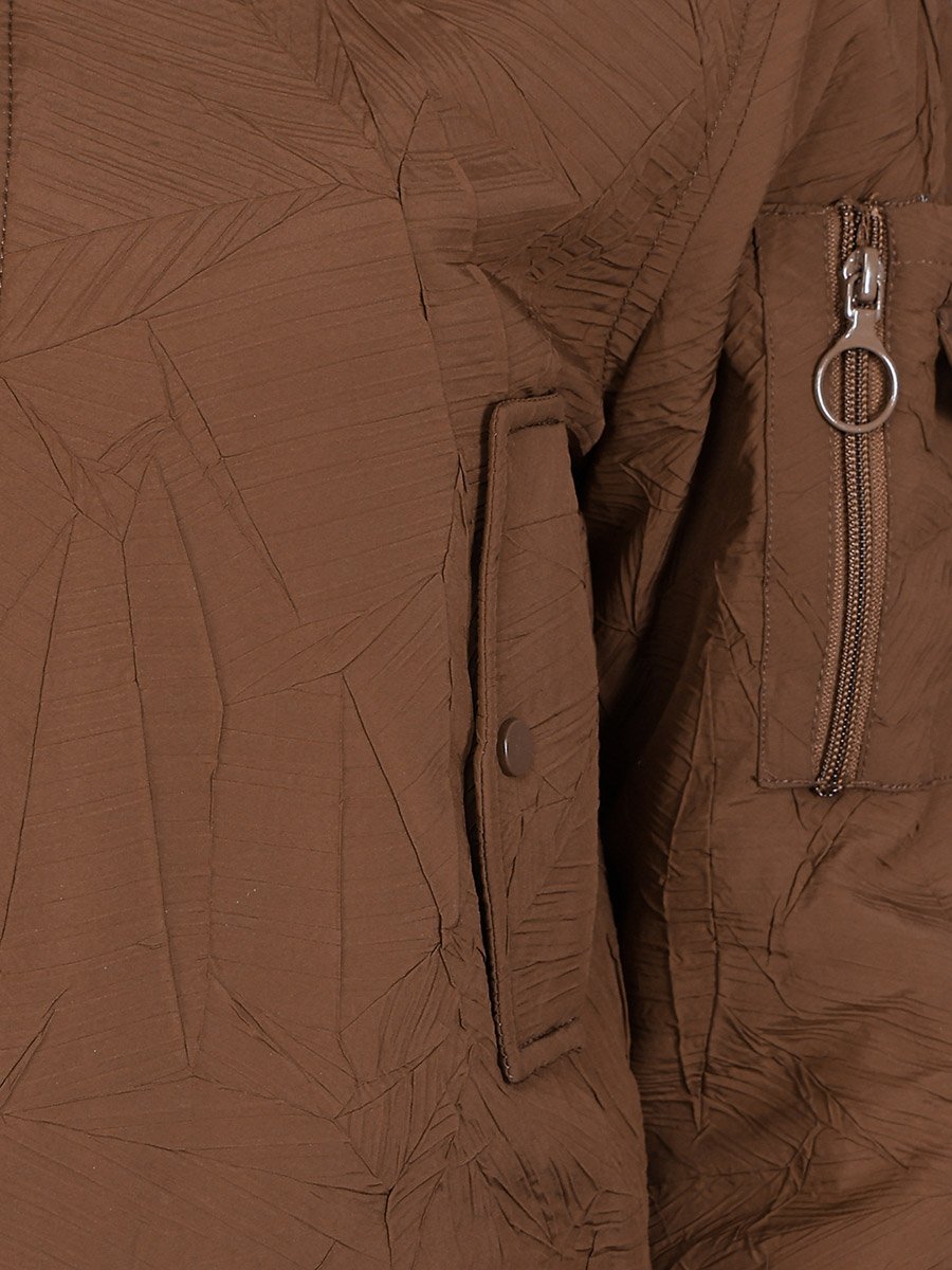 Women Brown Crop Bomber Jacket