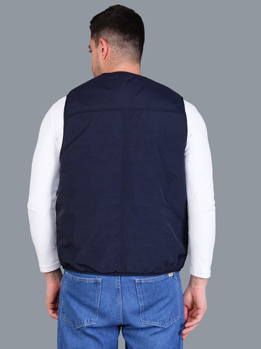 Men Navy Blue Utility Vest