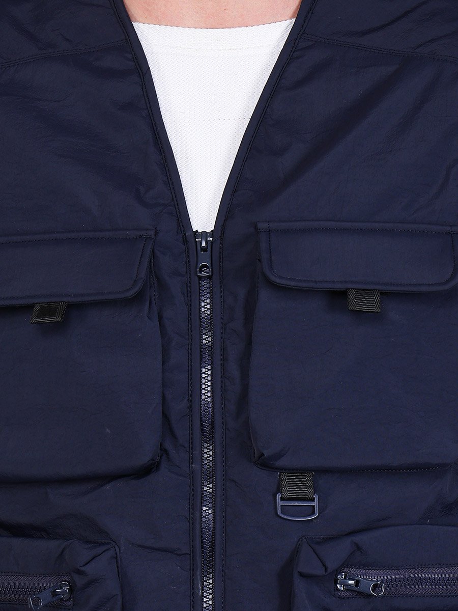 Men Navy Blue Utility Vest