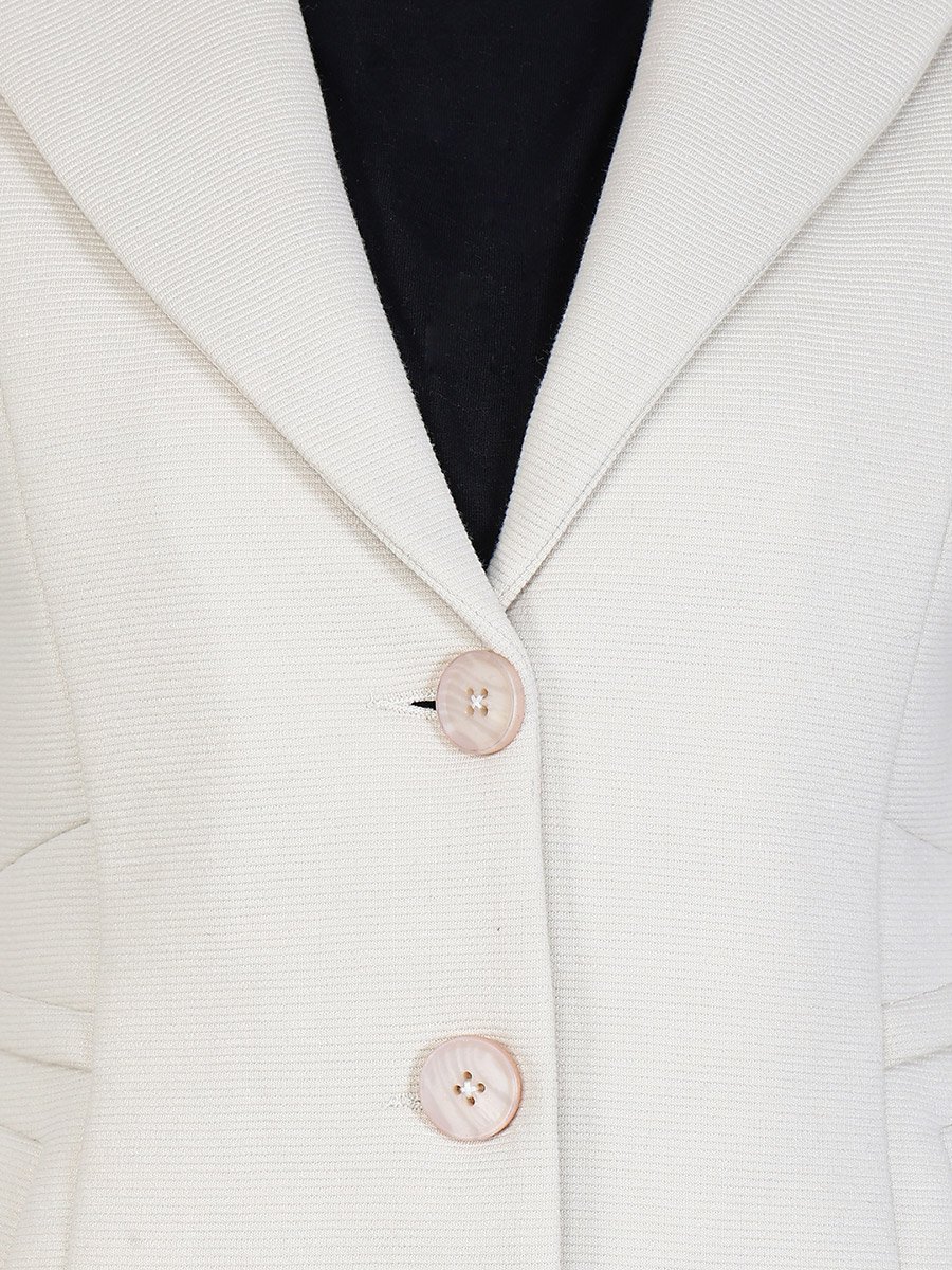 Women Beige Button-Up Longline Coat