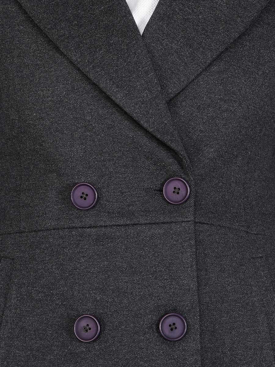 Women Grey Button-Front Coat