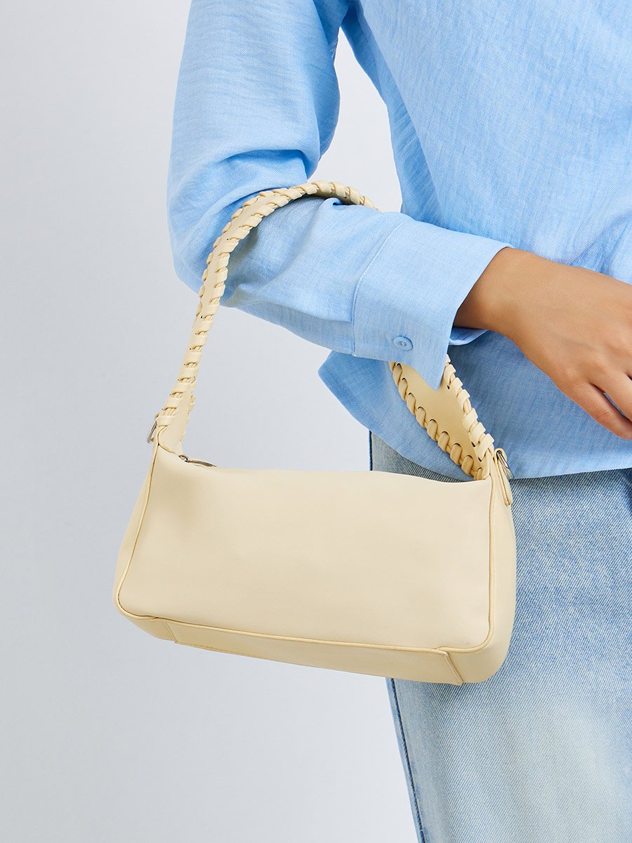 Yellow Faux Leather Shoulder Bag