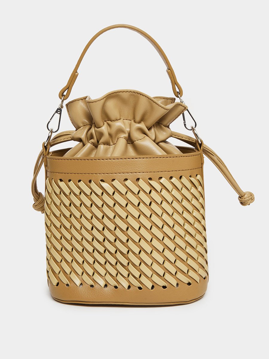 Woven Bucket Bag with Strap