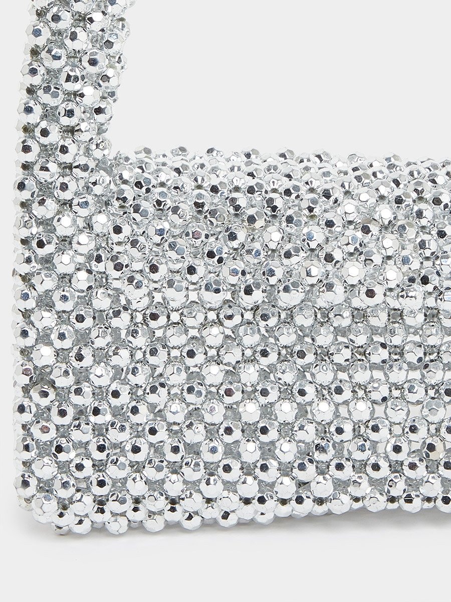Silver Beaded Evening Handbag