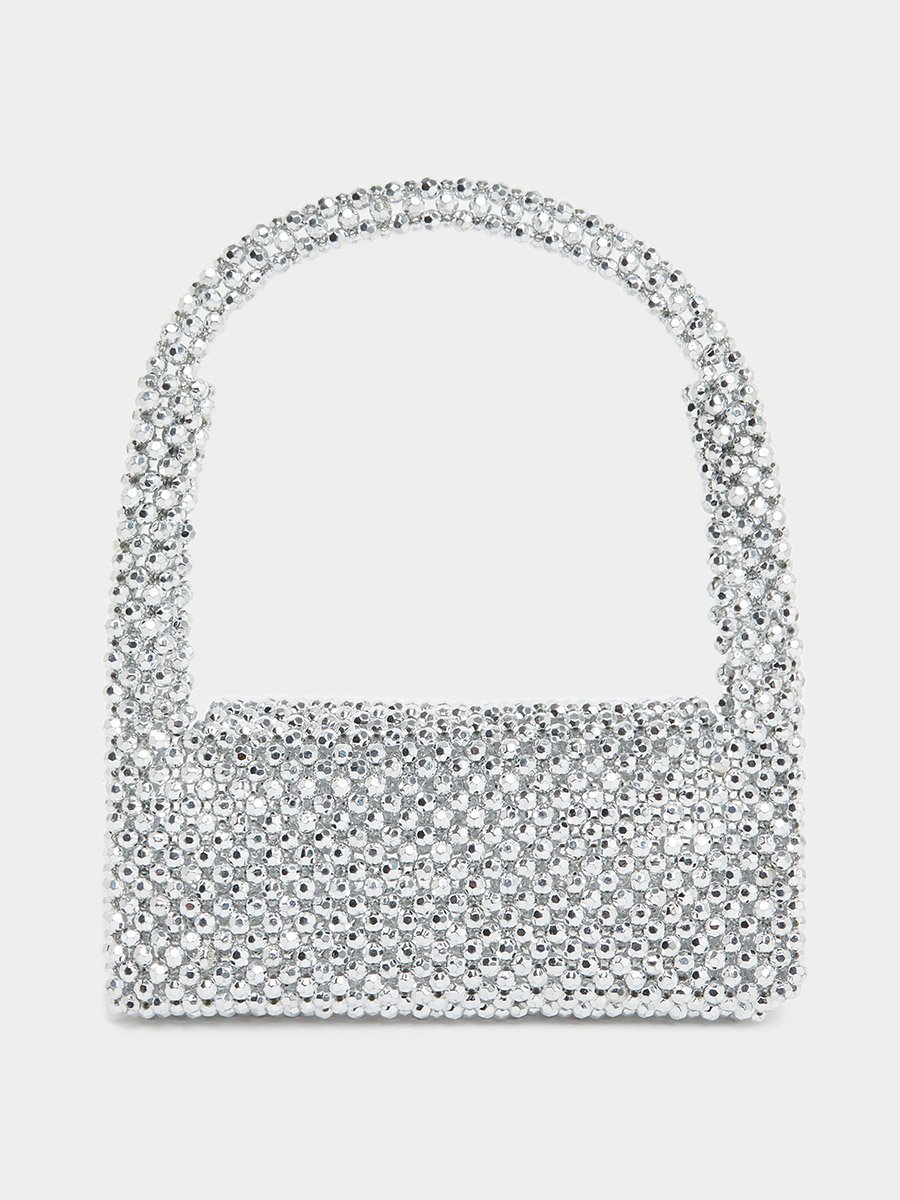 Silver Beaded Evening Handbag