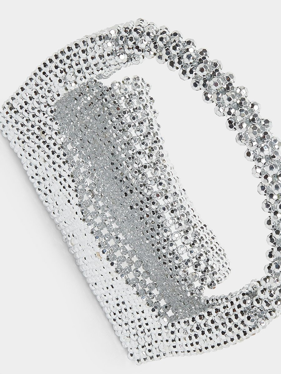 Silver Beaded Evening Handbag