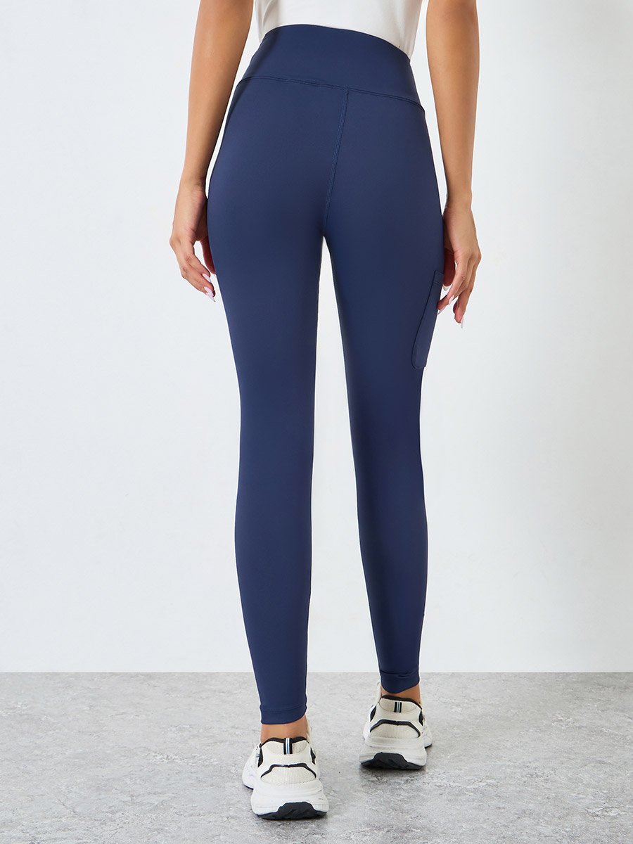 Women Knee Rubber Logo Side Pocket Leggings