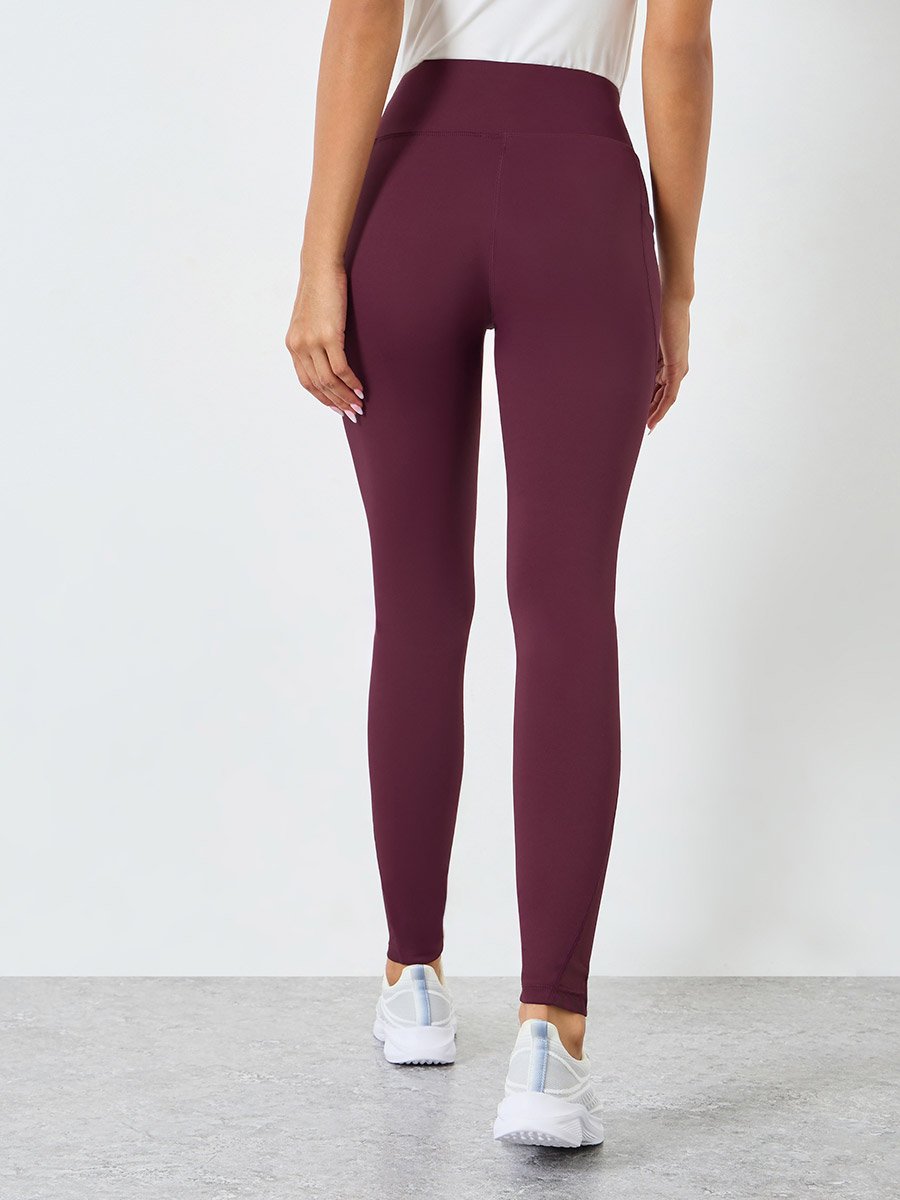 Women Calf Mesh Insert Rubber Logo 7/8 Leggings