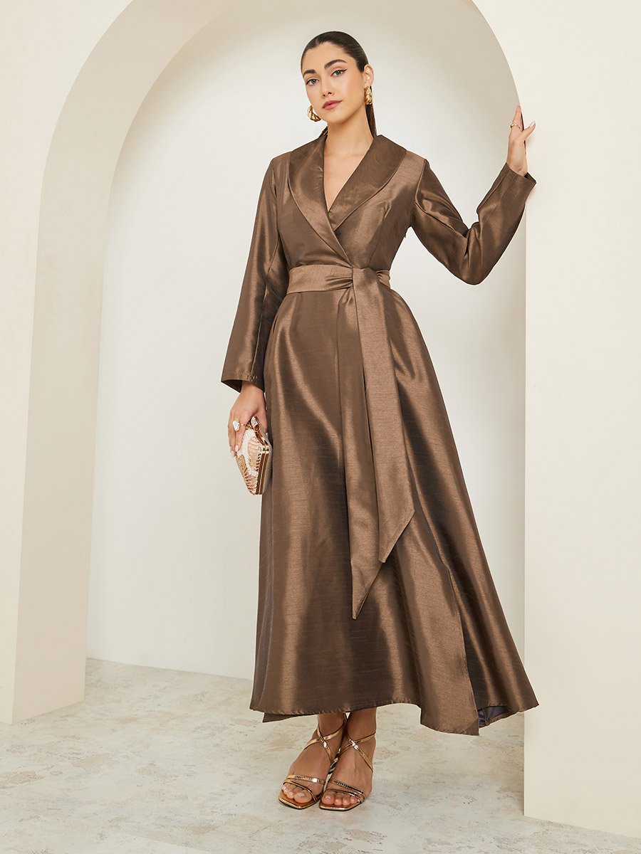 brown maxi dress with ruffles Pre-Order - Amal Tiered Ruffle Maxi Dress - Terracotta main image 1