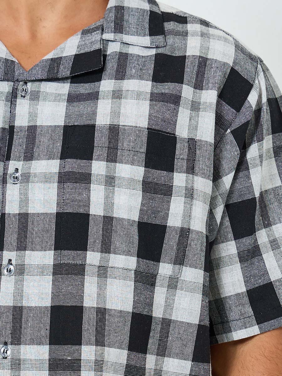 Men Checkered Cotton Relaxed Fit Shirt and Shorts Set