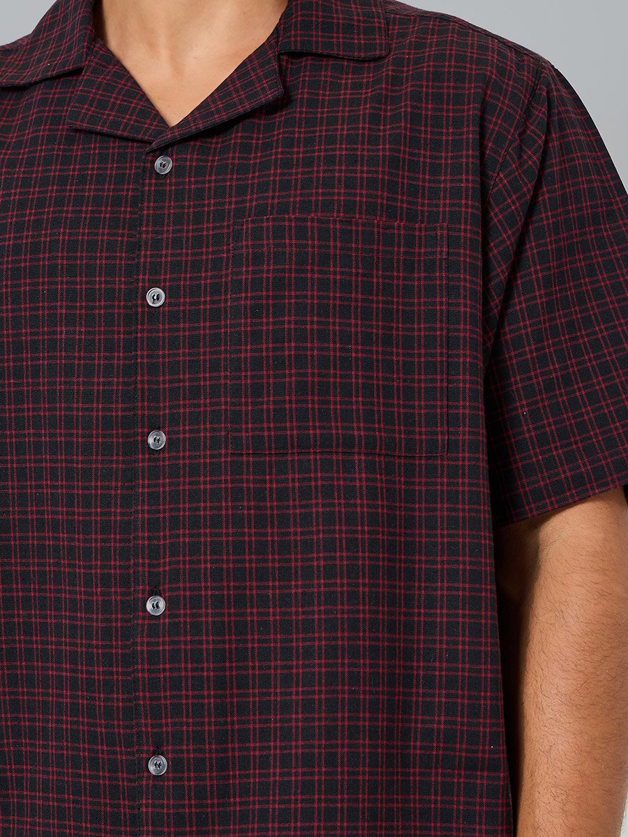 Men Checkered Relaxed Fit Cotton Shirt and Pyjama Set