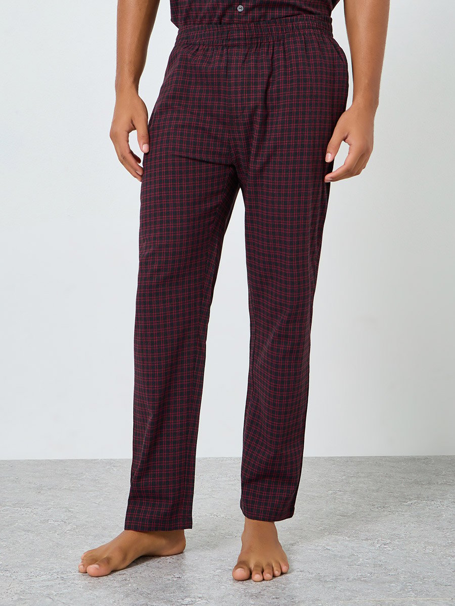Men Checkered Relaxed Fit Cotton Shirt and Pyjama Set