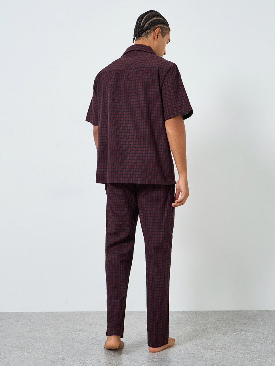 Men Checkered Relaxed Fit Cotton Shirt and Pyjama Set