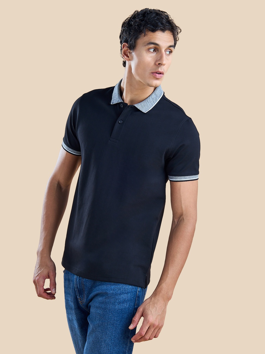 Colourblock Polo T-Shirt with Short Sleeves