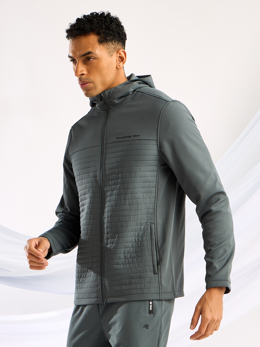 Quilted Zip Through Hoodie