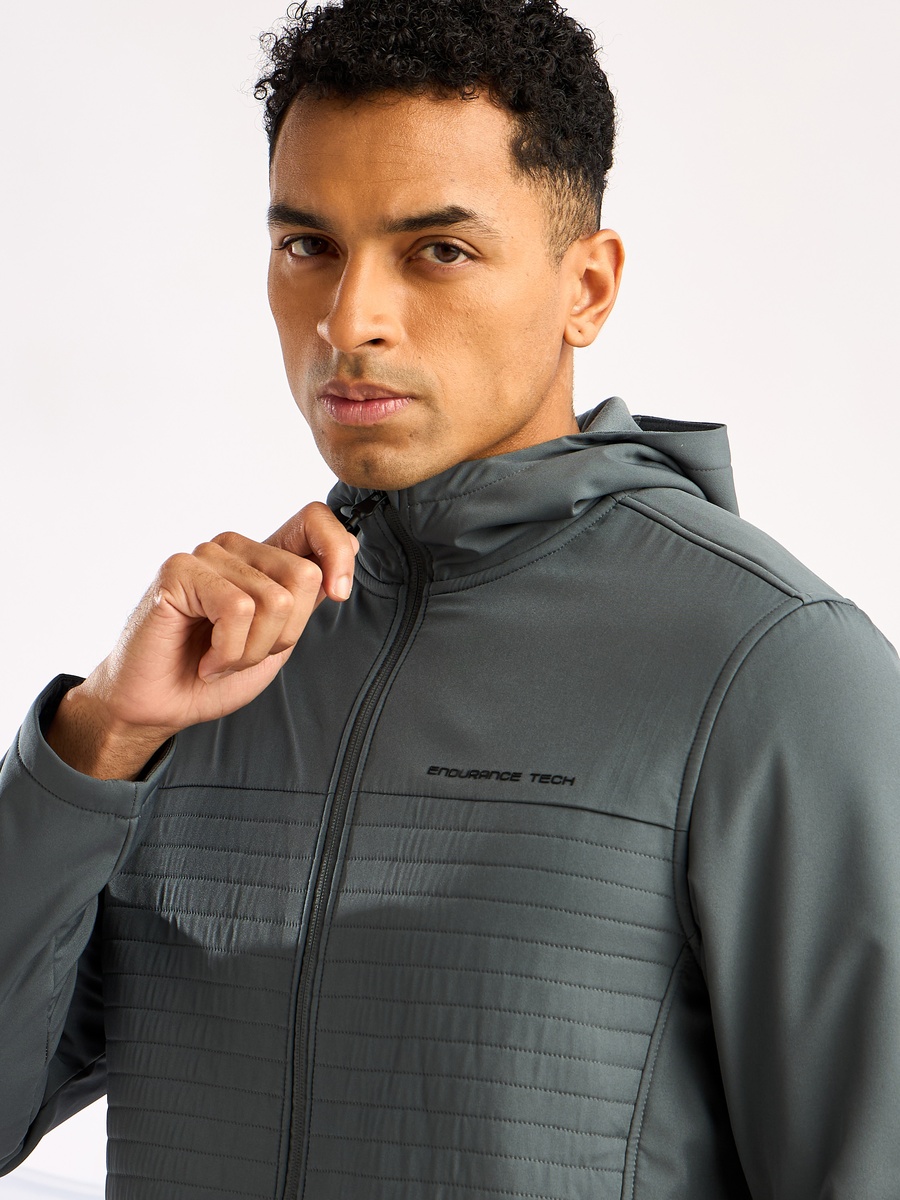 Quilted Zip Through Hoodie