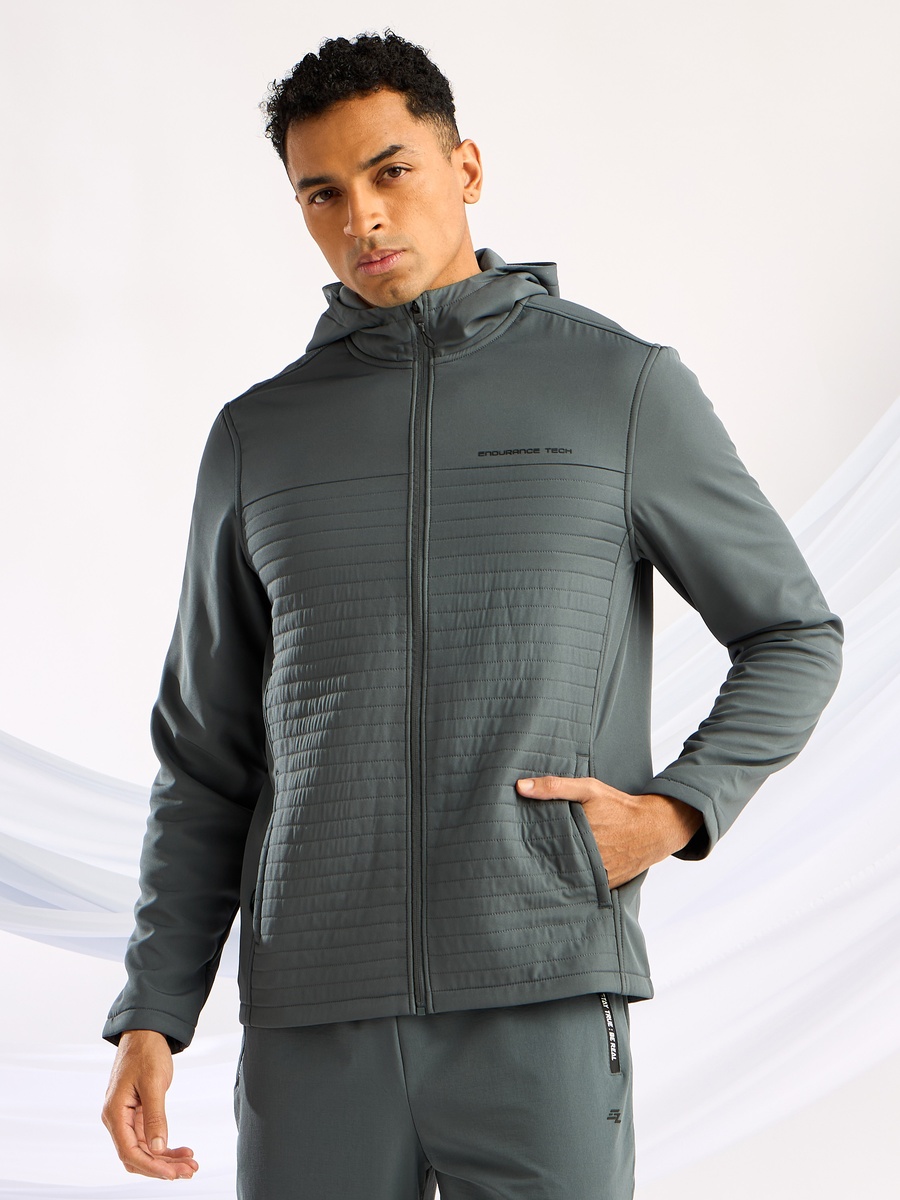 Quilted Zip Through Hoodie