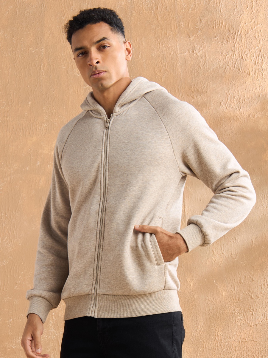 Zip Through Hoodie with Raglan Sleeves