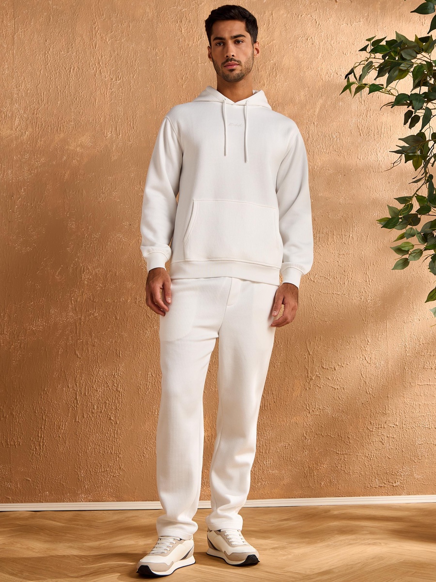 Jacquard Textured Hooded Sweatshirt