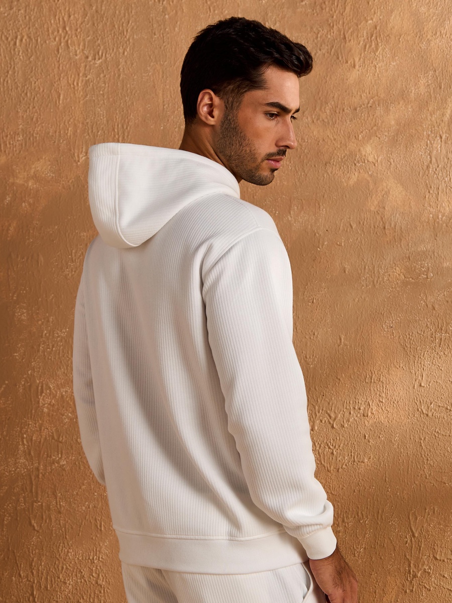 Jacquard Textured Hooded Sweatshirt
