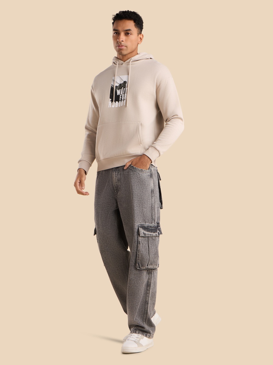 Graphic Print Oversized Hooded Sweatshirt