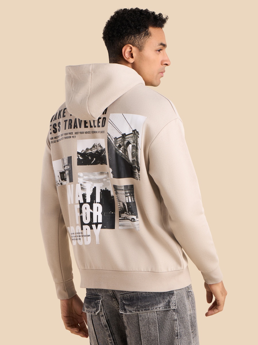 Graphic Print Oversized Hooded Sweatshirt