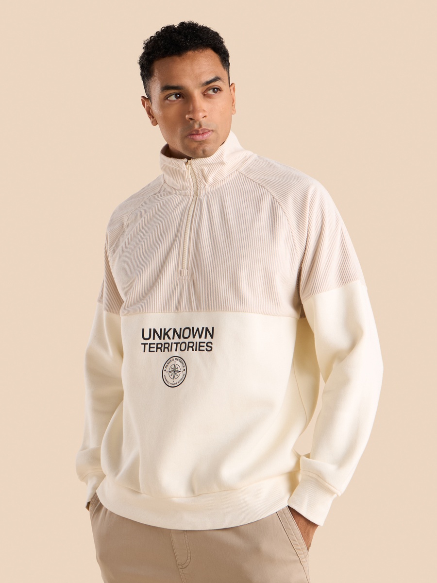 Panelled Half Zip High Neck Sweatshirt