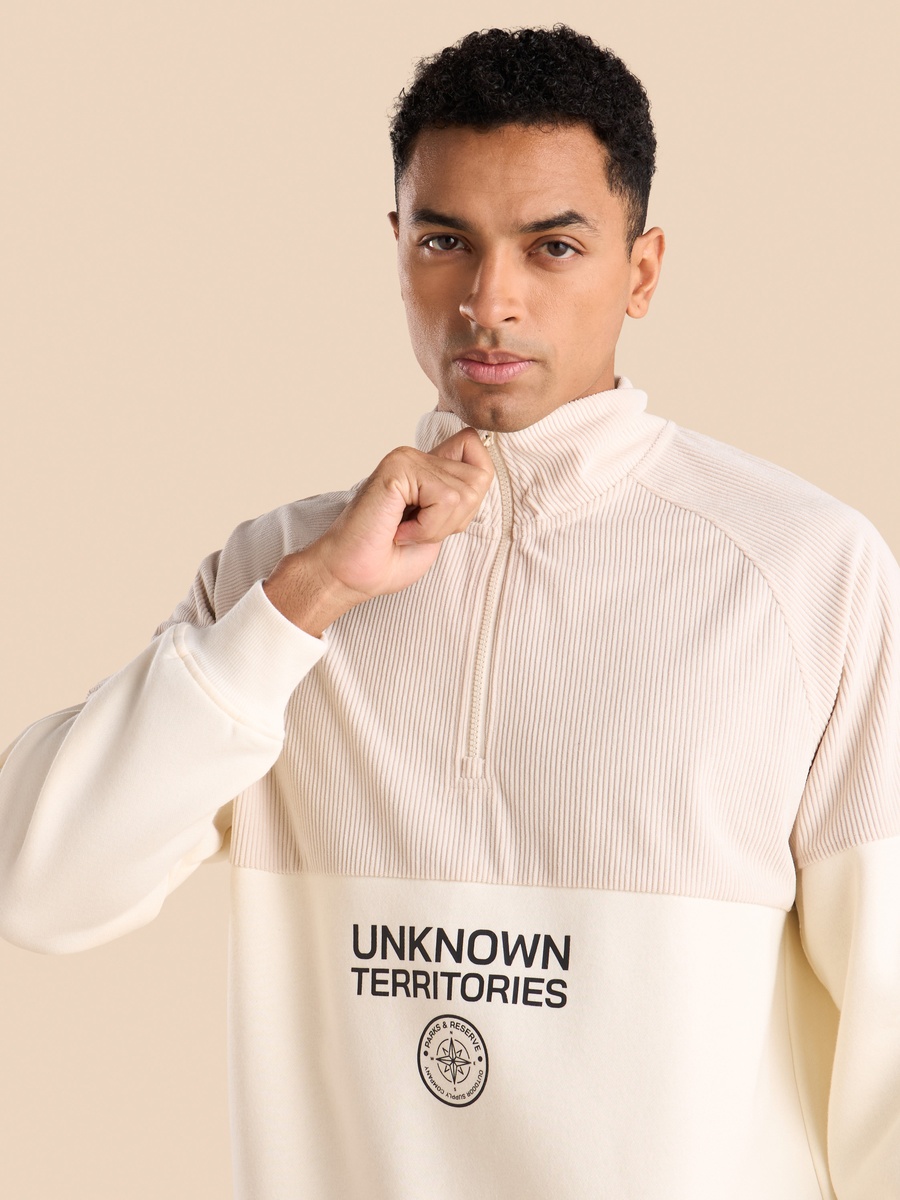 Panelled Half Zip High Neck Sweatshirt
