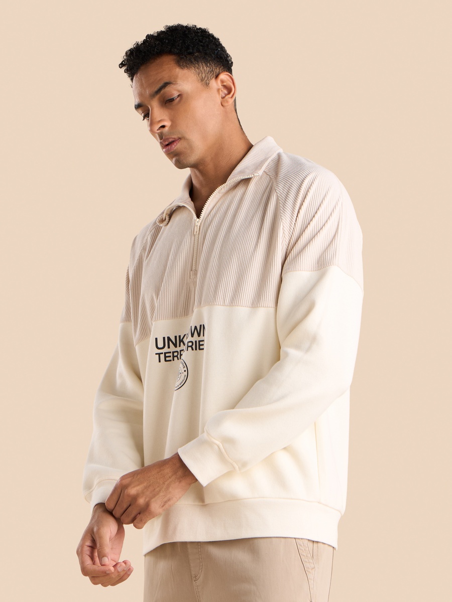 Panelled Half Zip High Neck Sweatshirt