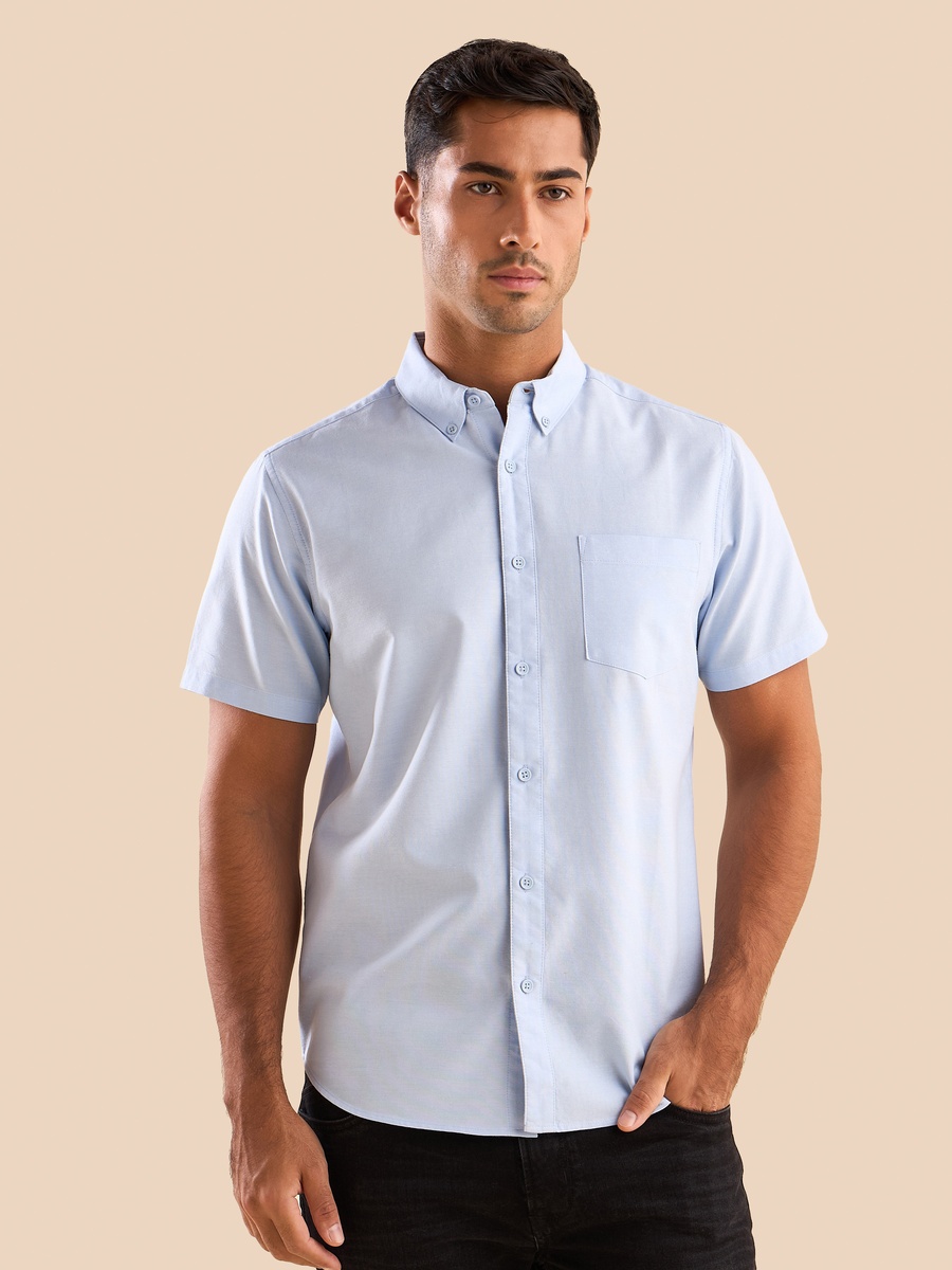 Plain Oxford Shirt with Chest Pocket