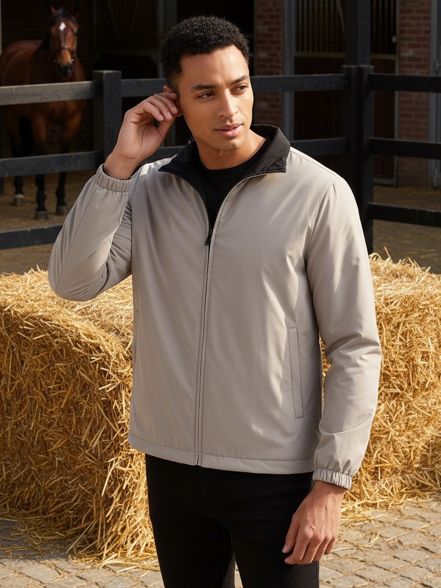 Plain Reversible High Neck Jacket