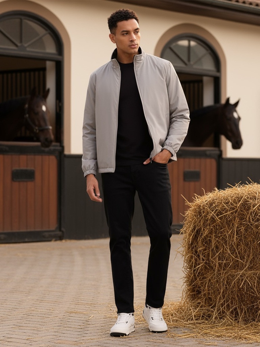 Plain Reversible High Neck Jacket