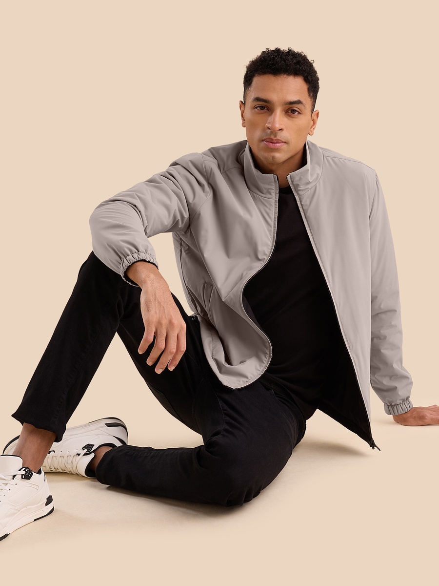 Plain Reversible High Neck Jacket