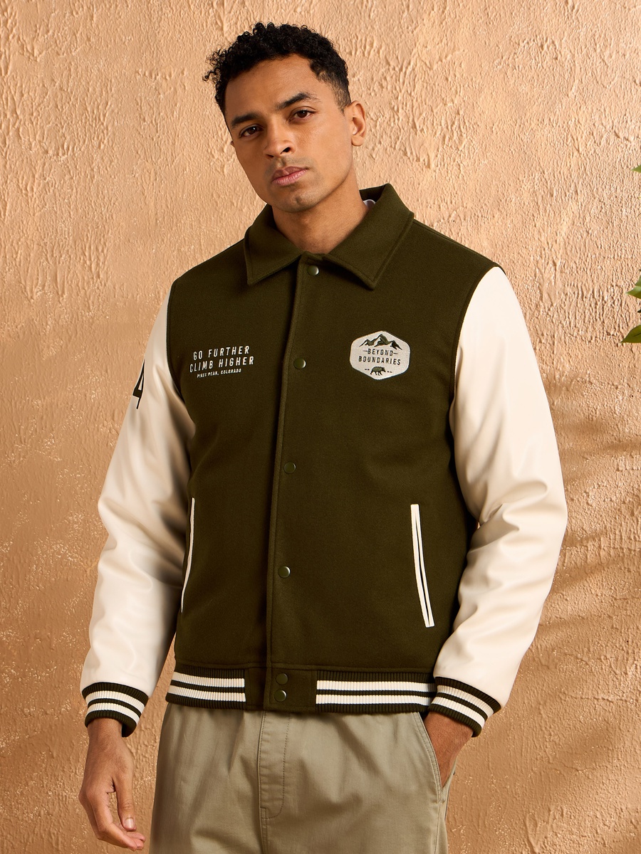 Embroidered Felt Bomber Jacket