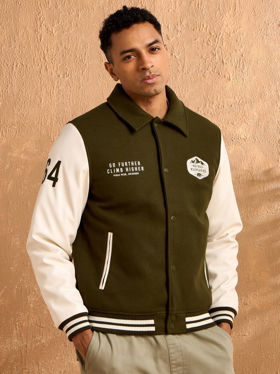 Embroidered Felt Bomber Jacket