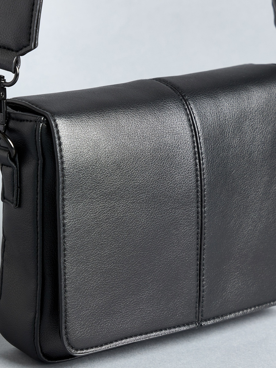 Plain Crossbody Bag with Adjustable Strap and Flap Closure