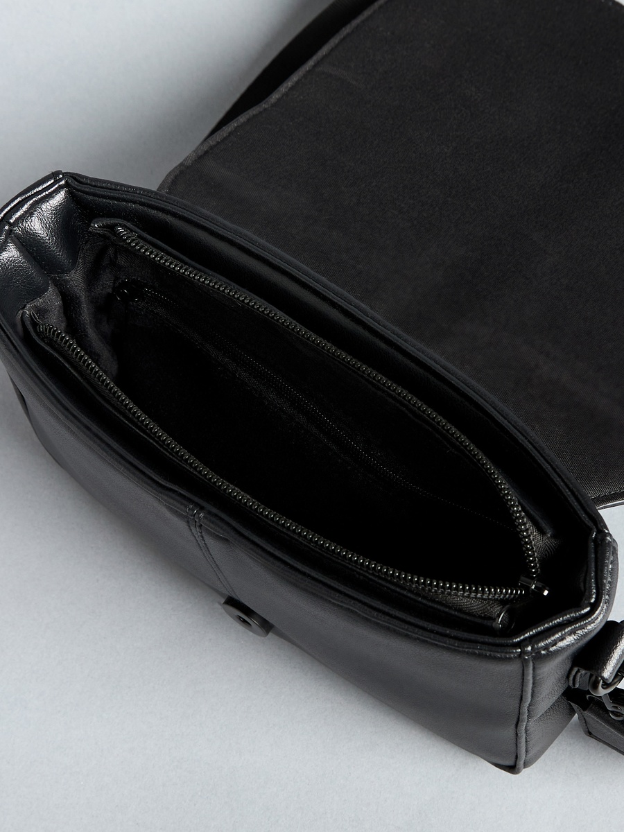 Plain Crossbody Bag with Adjustable Strap and Flap Closure