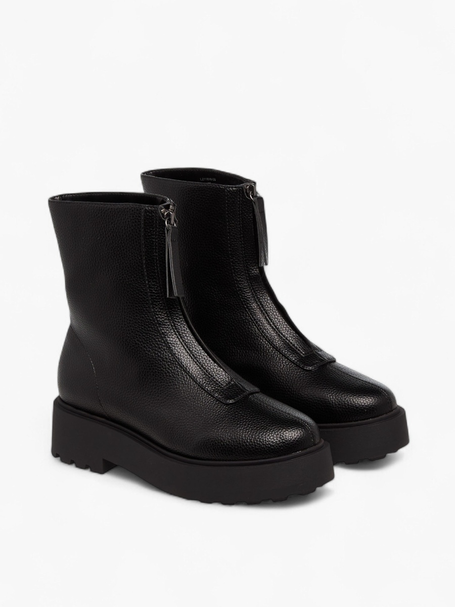 Women Textured Ankle Boots with Zip Closure