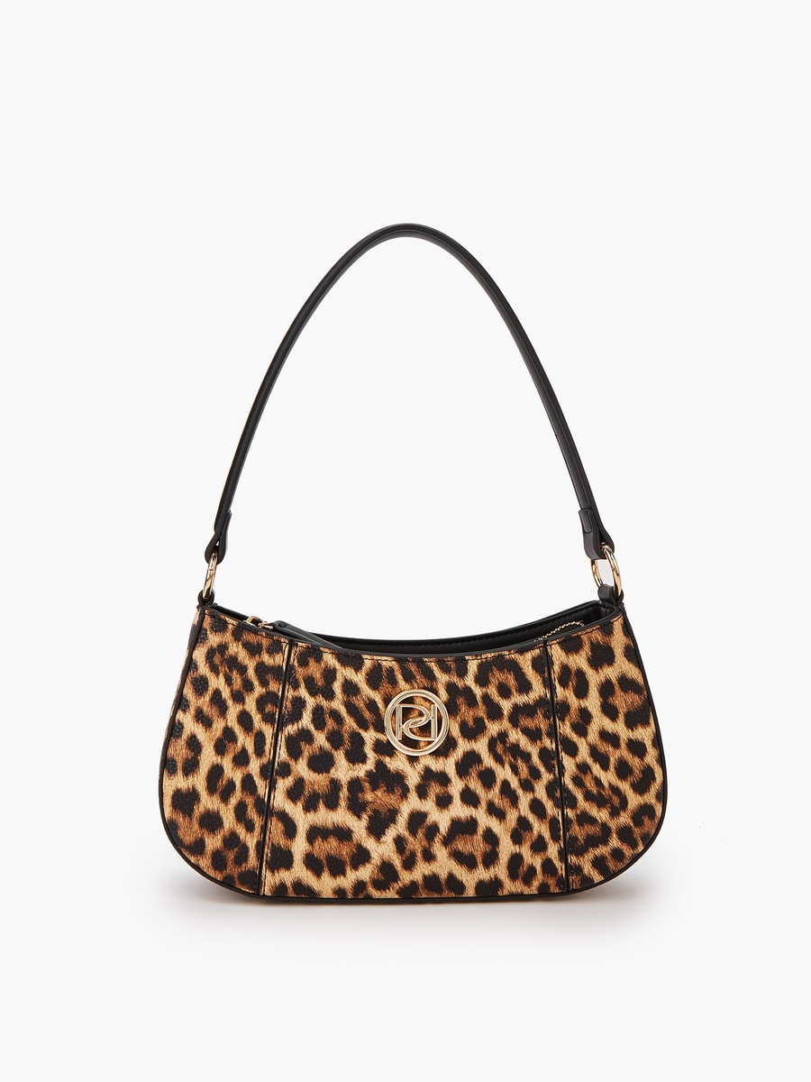 Solid Shoulder Bag with Detachable Strap and Zip Closure