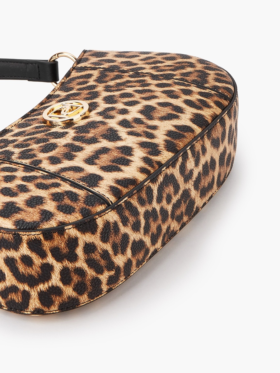 Solid Shoulder Bag with Detachable Strap and Zip Closure