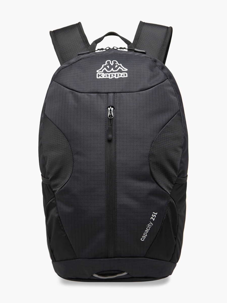 Logo Print Backpack with Adjustable Straps and Zip Closure - 16x46x27 cm