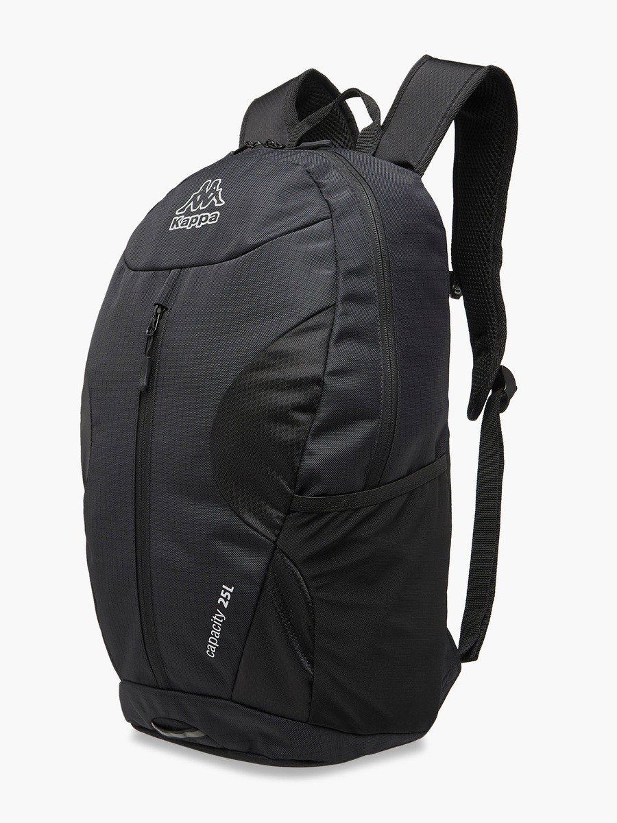 Logo Print Backpack with Adjustable Straps and Zip Closure - 16x46x27 cm