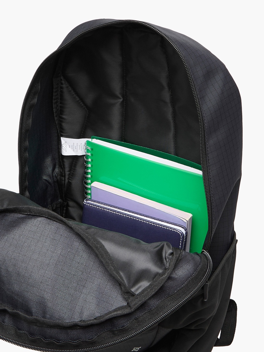 Logo Print Backpack with Adjustable Straps and Zip Closure - 16x46x27 cm