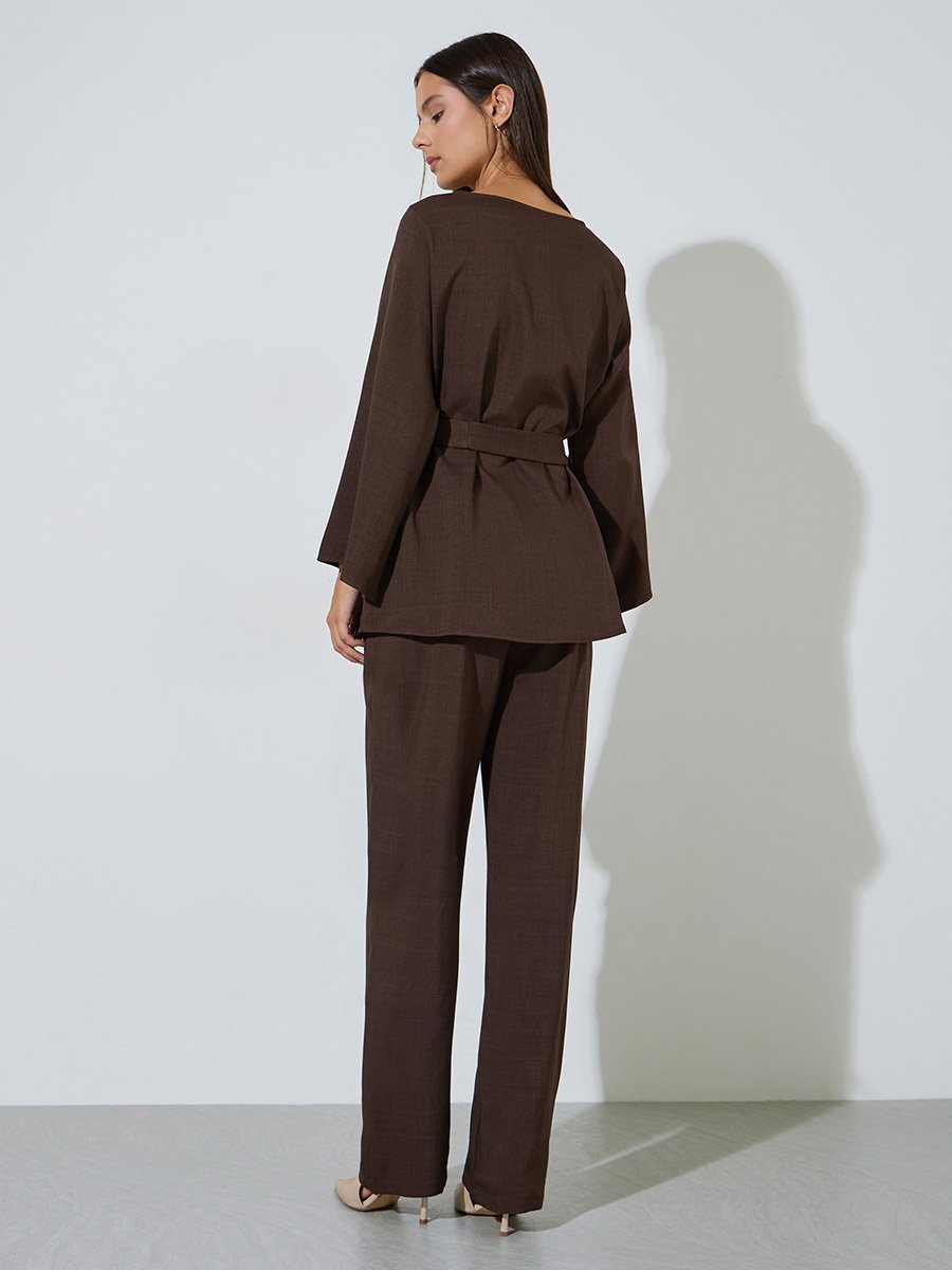 Women Longline Top and Wide Leg Pants Co-Ords
