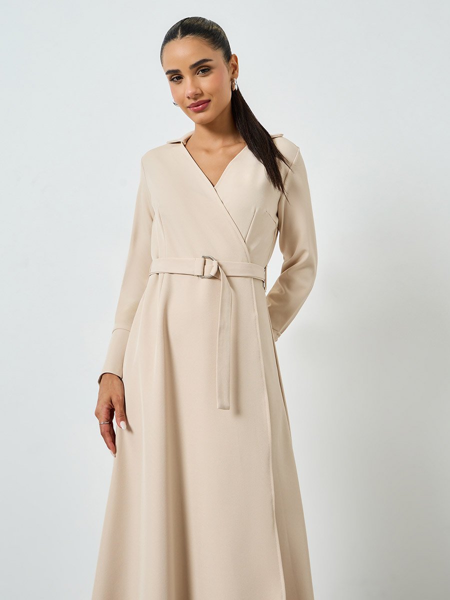 3 4 long sleeve dress Green Long Sleeve Shirt Dress