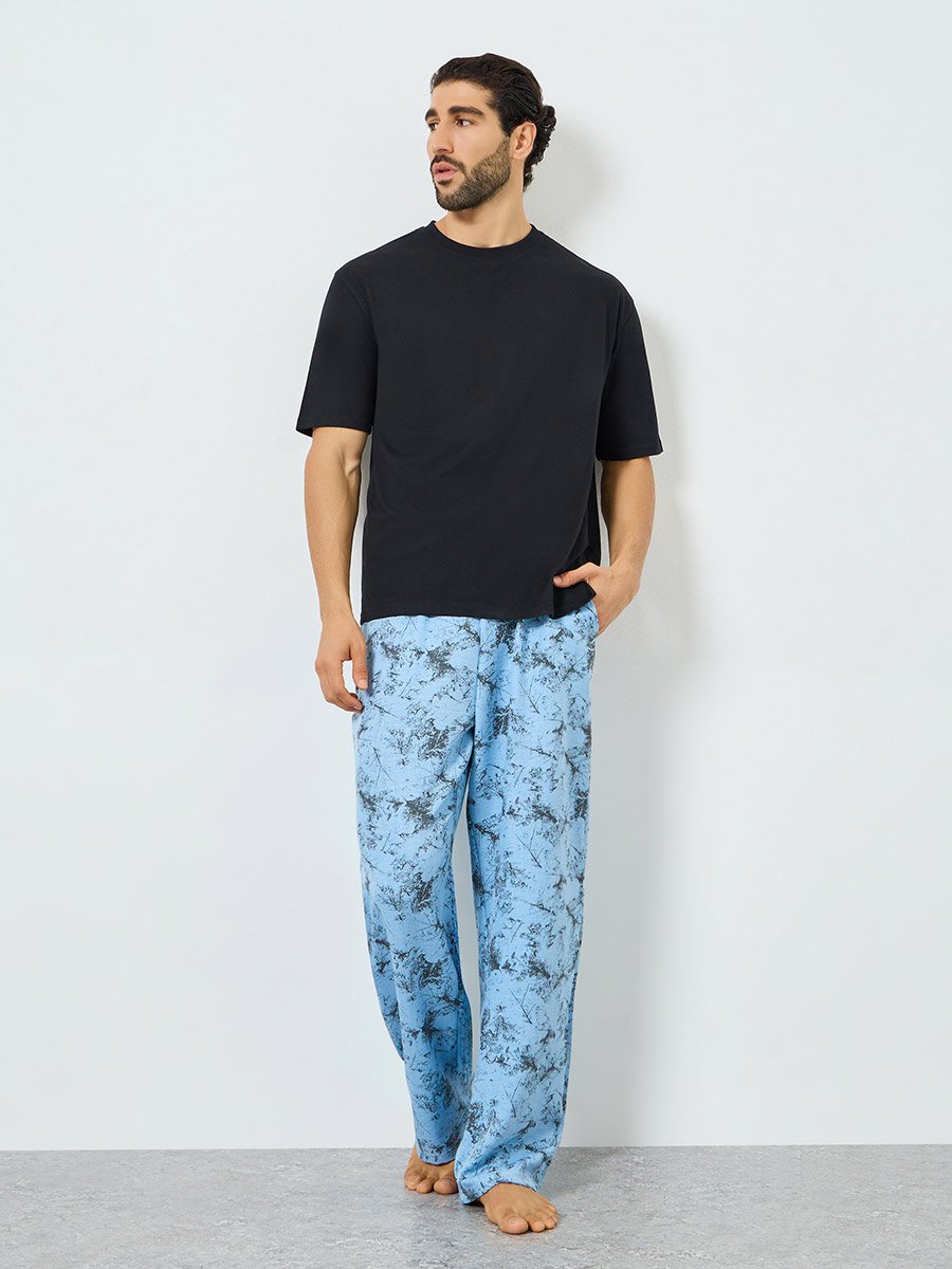 Men Blue Relaxed Fit Printed Pyjama Pants