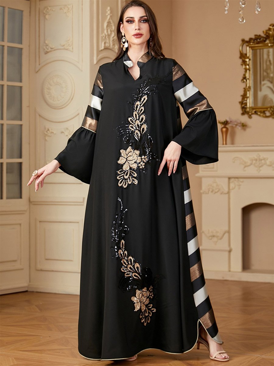 Women Embellished Sequin Patch Jalabiya